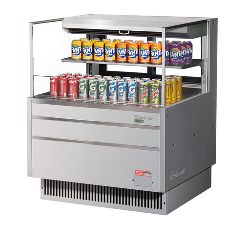 Turbo Air TOM-36L-UFD-S-2S-N Horizontal Open Display Merchandiser 7.5 cu ft Capacity Self Contained Refrigeration