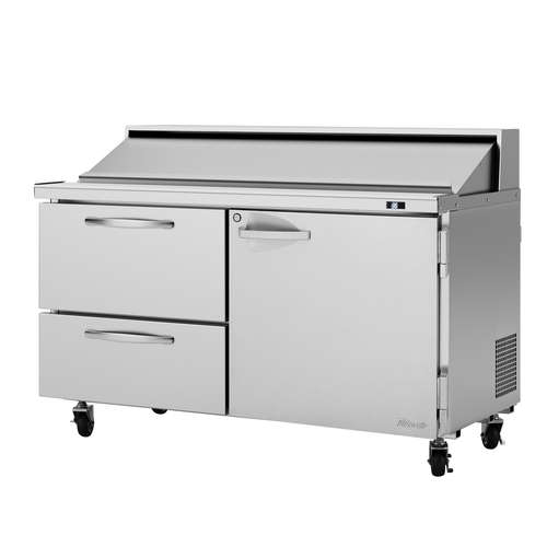 Turbo Air PST-60-D2R-LN PRO Series Sandwich Salad Unit 16 Pan Top Opening 2 Section Stainless Steel
