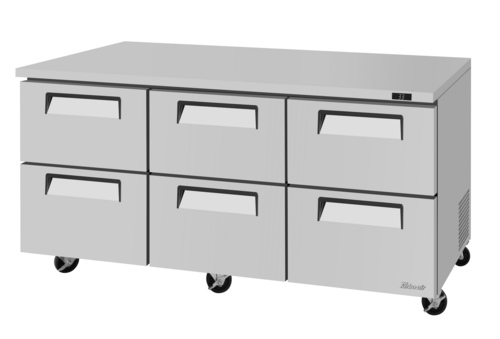 Turbo Air TUR-72SD-D6-N Super Deluxe Series Undercounter Refrigerator 18.8 cu ft Stainless Steel 6 Drawers