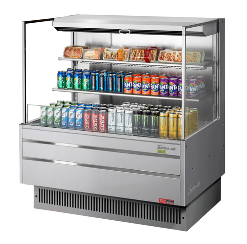 Turbo Air TOM-48L-UF-S-3S-N Horizontal Open Display Merchandiser 15.2 cu ft Low Profile Self Contained Refrigeration