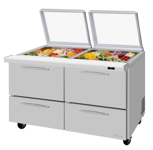 Turbo Air PST-60-24-D4-N-GL PRO Series Mega Top Sandwich Salad Prep Table 60 inch with Glass Lid and Refrigeration