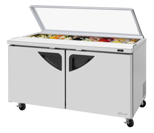 Turbo Air TST-60SD-N-GL Super Deluxe Sandwich Salad Unit Glass Lid 16 cu ft 60W x 32D x 31H 16 pans Stainless Steel