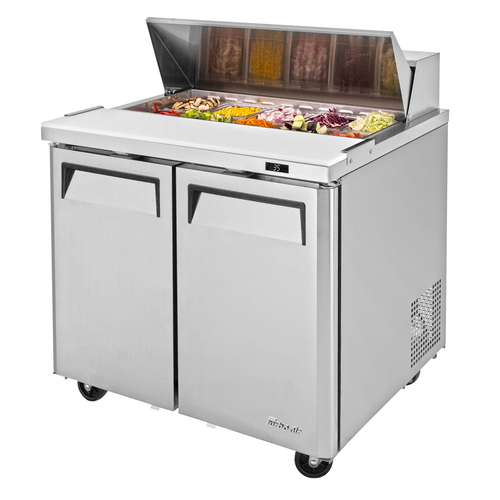 Turbo Air MST-36-N6 M3 Series Sandwich Salad Unit 9.5 cu ft 10 Pan Top Opening with Hood