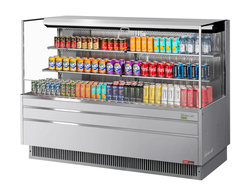 Turbo Air TOM-72L-UF-S-3S-N Horizontal Open Display Merchandiser 23.4 cu ft Capacity Self Cleaning Condenser LED Lighting