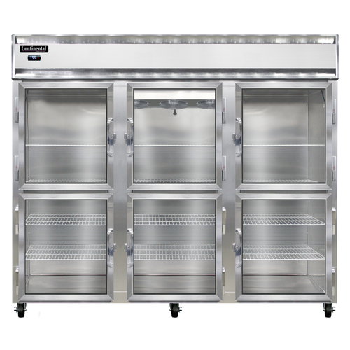 Continental Refrigerator 3RENGDHD Extra-Wide Reach-In Refrigerator 85-1/2 inch Three-Section Aluminum Stainless Steel