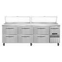 Continental Refrigerator PA93N-D Pizza Prep Table 93W Three Section 32 cu ft Capacity Stainless Steel Work Top
