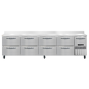 Continental Refrigerator RA118NBS-D Refrigerated Base Worktop Unit 118 inch Stainless Steel 8 Drawer 1 Door