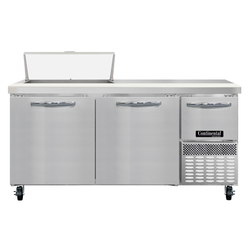 Continental Refrigerator RA68N8 Refrigerated Base Sandwich Unit 68W Stainless Steel Top 8 Pans 1/3 HP R290
