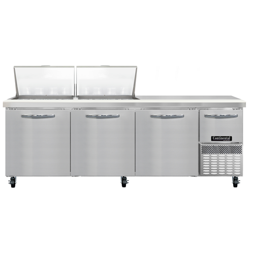 Continental Refrigerator RA93N24M Refrigerated Base Sandwich Unit 93 inch 300 Series Stainless Steel Top