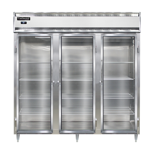 Continental Refrigerator D3RNGD Designer Line Refrigerator Three Section Self Contained Aluminum Stainless Steel