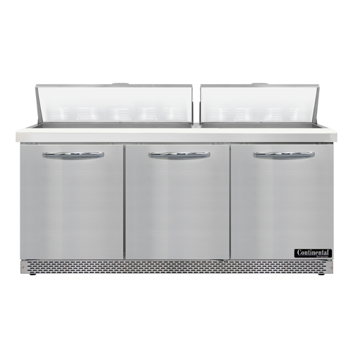 Continental Refrigerator D72N18-FB Designer Line Sandwich Unit 72 inch Front Breather Stainless Steel 3 Section