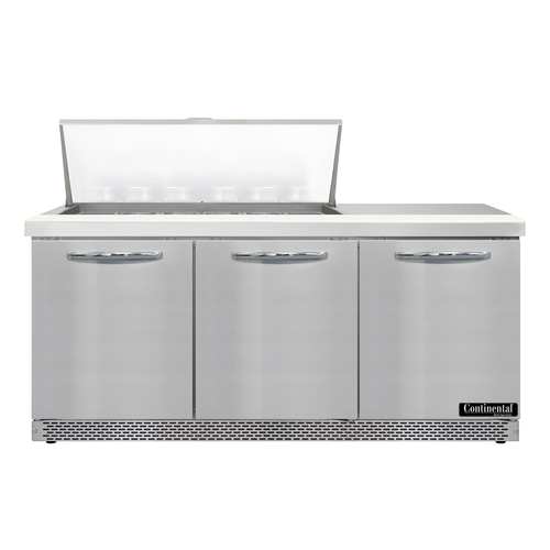 Continental Refrigerator D72N18M-FB Designer Line Mighty Top Sandwich Unit 72 inch Front Breather Stainless Steel