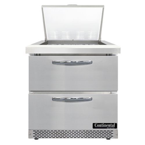 Continental Refrigerator SW32N12M-FB-D Mighty Top Sandwich Unit 32 inch W one section with drawers and stainless steel top