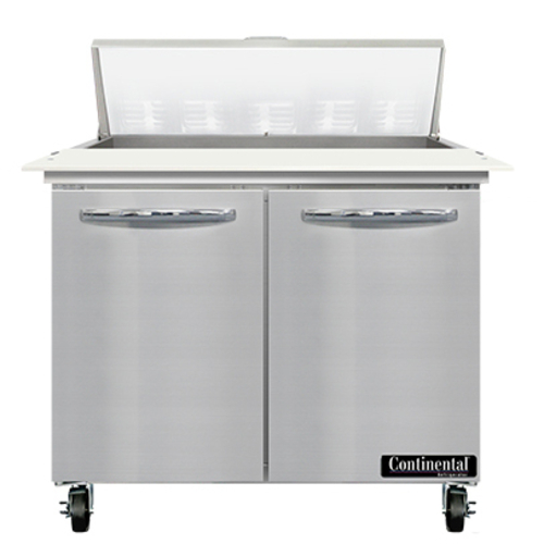 Continental Refrigerator SW36N10C Sandwich Unit 36W 10.3 cu ft capacity two-section with 10 1/6 size pans and cutting board