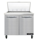 Continental Refrigerator SW36N15M Mighty Top Sandwich Unit 36W 10.3 cu ft two-section with 15 1/6 size pans and cutting board