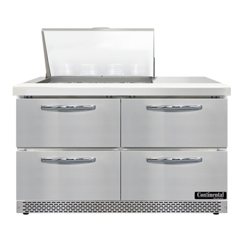 Continental Refrigerator SW48N12M-FB-D Mighty Top Sandwich Unit Front Breather 48 Inch W Two Section Stainless Steel
