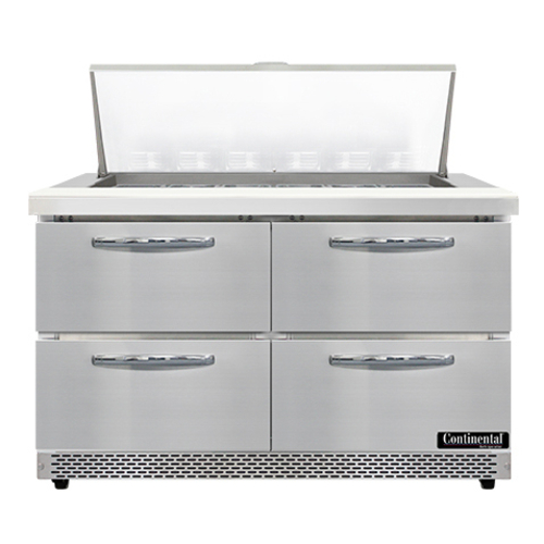 Continental Refrigerator SW48N18M-FB-D Mighty Top Sandwich Unit 48 Inch Two Section with Drawers and Pans