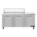 Continental Refrigerator SW72N12 Sandwich Unit 72W 20.6 cu ft capacity three-section with 12 pans and cutting board