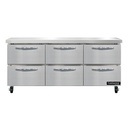 Continental Refrigerator SW72N-D Work Top Refrigerator 72W 20.6 cu ft capacity three-section stainless steel flat top