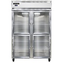 Continental Refrigerator 2RSNGDHD Reach In Display Refrigerator Two Section Self Contained Aluminum Stainless Steel