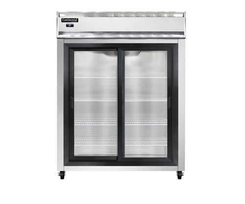 Continental Refrigerator 2RESNSASGD Extra-Wide Reach-In Refrigerator 57W Two-Section Stainless Steel Glass Doors