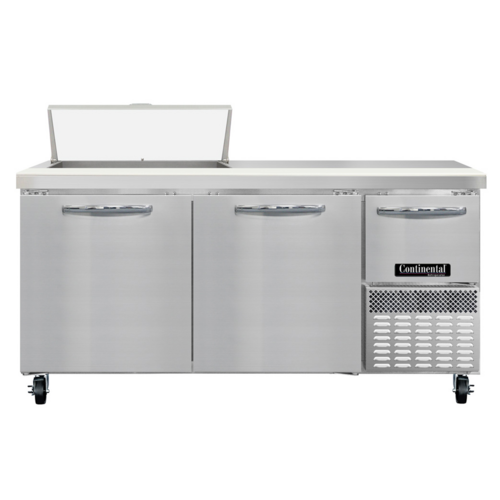 Continental Refrigerator RA68SN8 Refrigerated Base Sandwich Unit 68W Stainless Steel with 8 Pans and Cutting Board