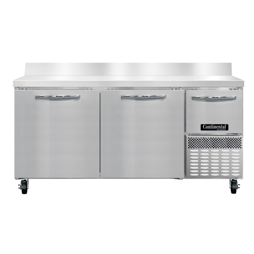 Continental Refrigerator RA68NBS Refrigerated Base Worktop Unit 68W Stainless Steel with Backsplash and Doors