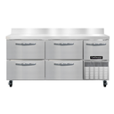 Continental Refrigerator RA68NBS-D Refrigerated Base Worktop Unit 68 inch Stainless Steel with Drawers and Door