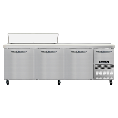Continental Refrigerator RA93N12 Refrigerated Base Sandwich Unit 93 inch 300 Series Stainless Steel Top