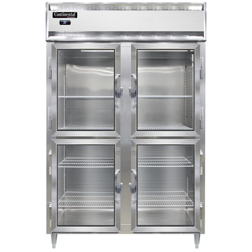 Continental Refrigerator D2RNSSGDHD Designer Line Refrigerator Two Section Stainless Steel Half Height Glass Doors
