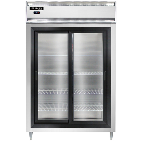 Continental Refrigerator D2RNSSSGD Designer Line Refrigerator Two Section Stainless Steel Sliding Glass Doors