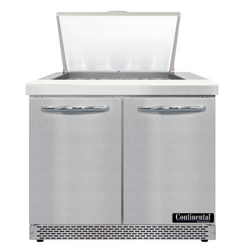 Continental Refrigerator D36N12M-FB Designer Line Mighty Top Sandwich Unit 36 inch Front Breather Stainless Steel