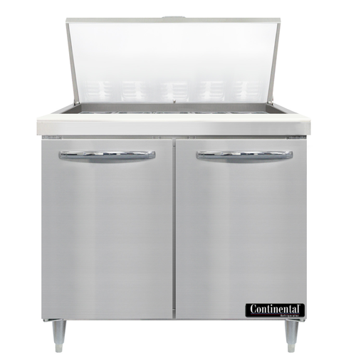 Continental Refrigerator D36N15M Designer Line Mighty Top Sandwich Unit 36W Two Section Stainless Steel