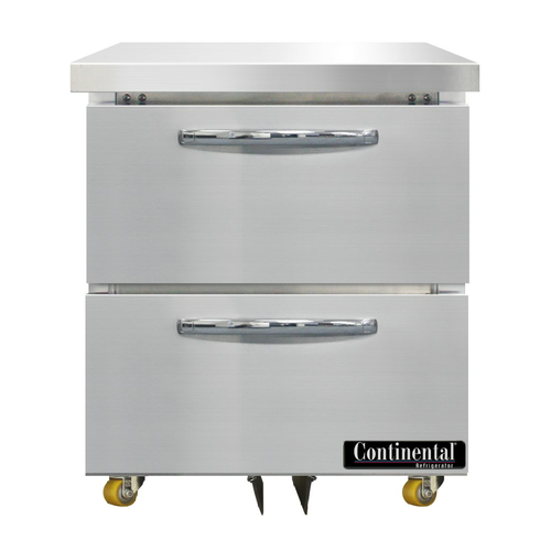 Continental Refrigerator D27N-U-D Designer Line Undercounter Refrigerator 27W Stainless Steel 2 Drawers