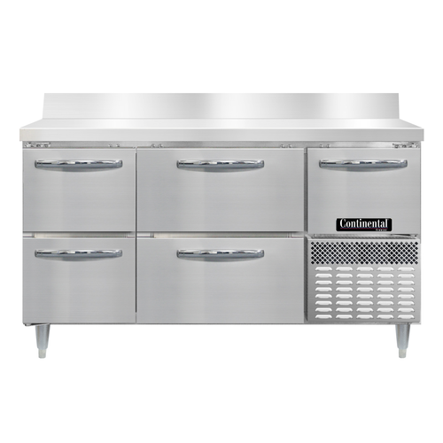 Continental Refrigerator DFA60NSSBS-D Designer Line Freezer Base Worktop Unit 60 inch Stainless Steel 2 Drawers