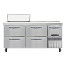 Continental Refrigerator RA68SN8-D Refrigerated Base Sandwich Unit 68 inch Stainless Steel with 8 Pans and Drawers