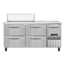 Continental Refrigerator RA68SN10-D Refrigerated Base Sandwich Unit 68 inch Stainless Steel with 10 Pans and Drawers