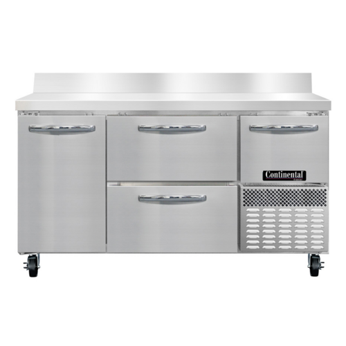 Continental Refrigerator FA60SNBS-D Freezer Base Shallow Depth Worktop Unit 60 inch Stainless Steel 2 Drawers