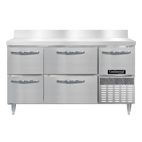 Continental Refrigerator DRA60NSSBS-D Designer Line Refrigerated Base Worktop Unit 60 inch Stainless Steel 2 Drawers