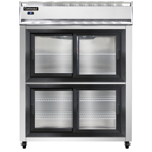 Continental Refrigerator 2RESNSGDHD Extra-Wide Reach-In Refrigerator 57W Two-Section Self-Contained Aluminum Stainless Steel