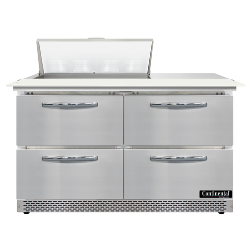 Continental Refrigerator D48N8C-FB-D Designer Line Sandwich Unit Front Breather 48 inch with 4 drawers and stainless steel top