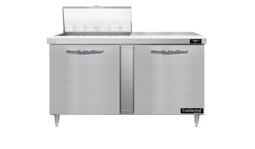 Continental Refrigerator D60N12M Designer Line Mighty Top Sandwich Unit 60W Two Section with 12 Pans and Cutting Board