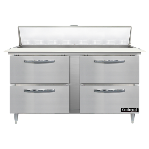 Continental Refrigerator D60N16C-D Designer Line Sandwich Unit 60 inch two section with drawers and stainless steel top