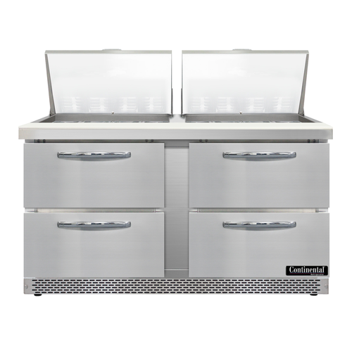 Continental Refrigerator D60N24M-FB-D Designer Line Mighty Top Sandwich Unit 60 inch Front Breather Stainless Steel