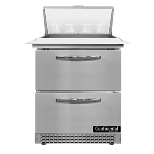 Continental Refrigerator SW27N8C-FB-D Sandwich Unit Front Breather 27W 74 cu ft 1 Section with 8 Pans and 2 Drawers