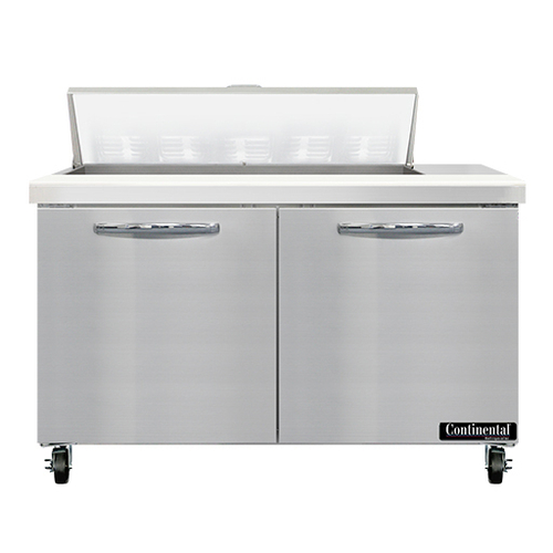 Continental Refrigerator SW48N10 Sandwich Unit 48W 134 cu ft capacity two-section with 10 pans and stainless steel top