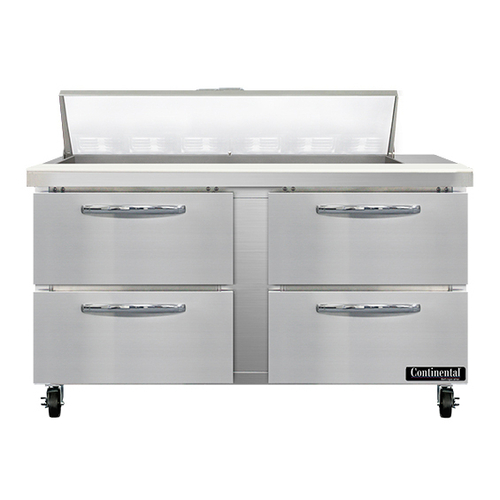 Continental Refrigerator SW60N12-D Sandwich Unit 60W 17 cu ft capacity with 12 pans and 4 drawers stainless steel top
