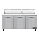 Continental Refrigerator SW72N18C Sandwich Unit 72W 20.6 cu ft capacity three-section with 18 1/6 size pans and cutting board