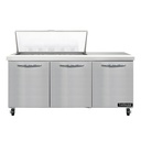 Continental Refrigerator SW72N18M Mighty Top Sandwich Unit 72W 20.6 cu ft three-section with 18 1/6 size pans