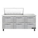 Continental Refrigerator SW72N18M-D Mighty Top Sandwich Unit 72 inch 20.6 cu ft three section with drawers and pans